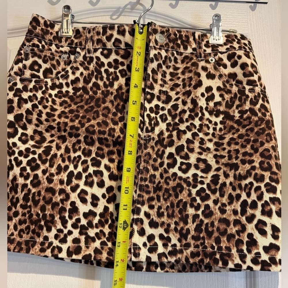 NWT Ultra Flirt Denim Brown Leopard Mini Skirt - Picture 5 of 5